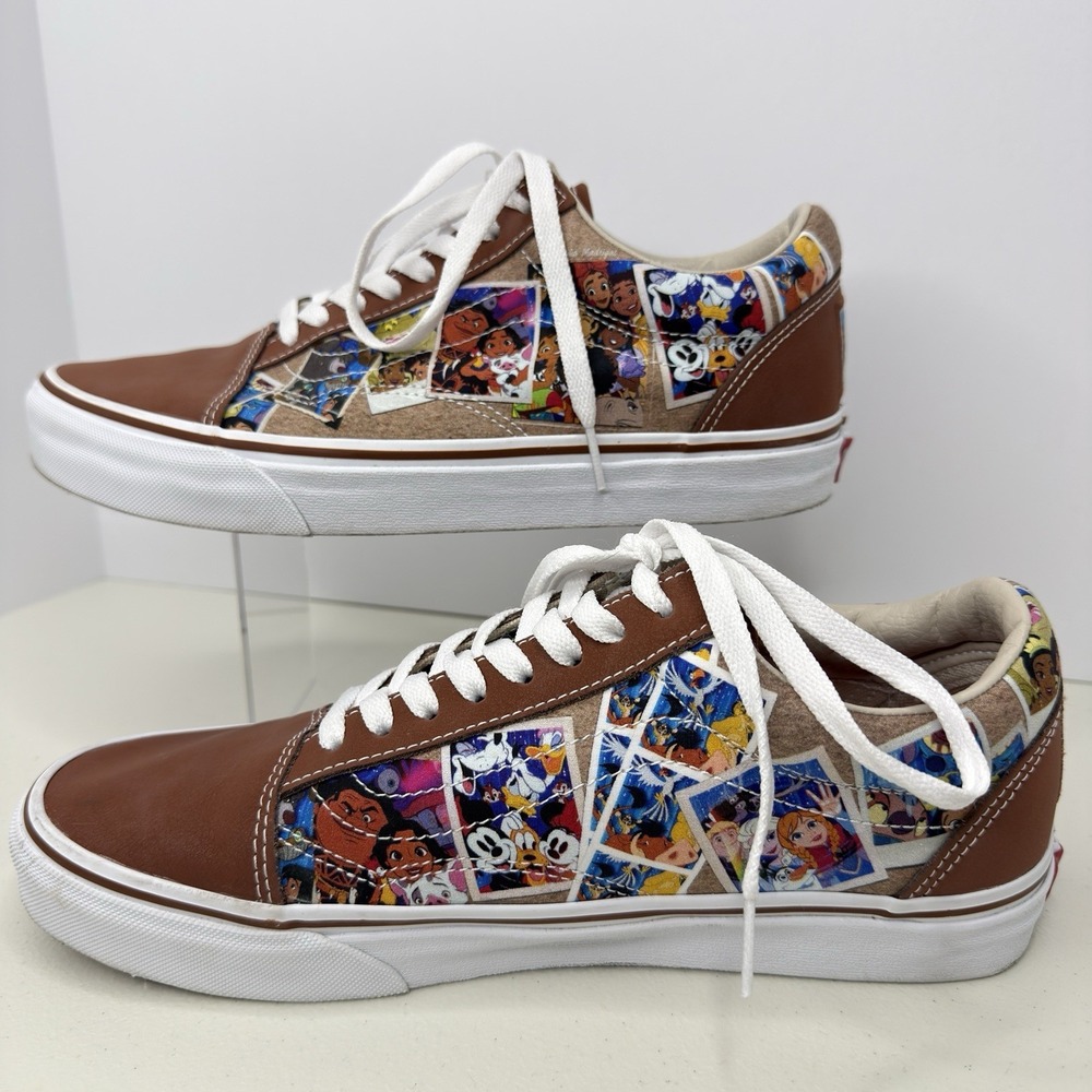 Disney Vans Old Skool Scrapbook Sneakers M9 W10.5Brown Cartoon Casual